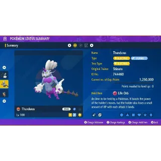 Shiny ✨ Battle Ready Thundurus - T 6IV Max Stats