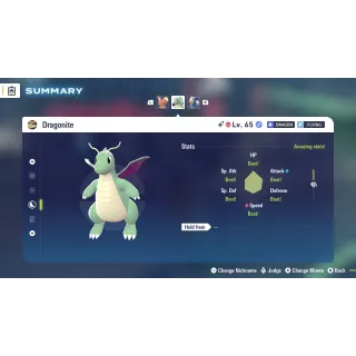 Shiny Alpha Dragonite Timid Nature 6 IV for Pokemon Legends ZA
