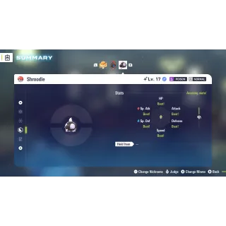 Shiny Shroodle Modest Nature 6 IV for Pokemon Legends ZA