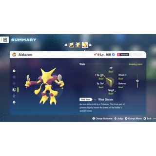 Alakazam Alpha Shiny level 100 Fully EV Trained w/ moveset 6 IV Online Battle Ready for Pokémon Legends ZA