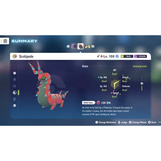 Scolipede Alpha Shiny level 100 Fully EV Trained w/ moveset 6 IV Online Battle Ready for Pokémon Legends ZA