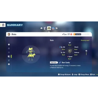 Shiny Riolu Jolly Nature 6 IV for Pokemon Legends ZA