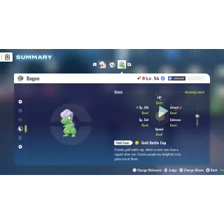 Shiny Alpha Bagon Adamant Nature Fully Trained 6 IV for Pokemon Legends ZA