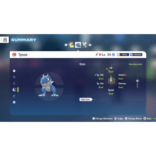 Shiny Alpha Tyrunt Jolly Nature Fully Trained 6 IV for Pokemon Legends ZA