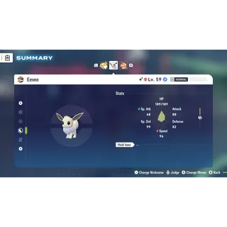 Shiny Alpha Eevee Jolly Nature 6 IV for Pokemon Legends ZA