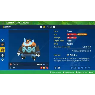 Emboar Shiny ✨ 6IVs Max stats battle ready