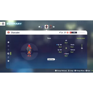 Shiny Charcadet Adamant Nature 6 IV for Pokemon Legends ZA