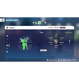 Shiny Alpha Espeon Modest Nature 6 IV for Pokemon Legends ZA