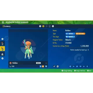 Keldeo Shiny ✨ 6IVs Max stats battle ready