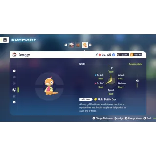 Shiny Alpha Scraggy Careful Nature Fully Trained 6 IV for Pokemon Legends ZA