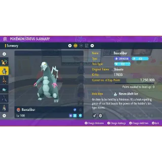 Shiny ✨ Battle Ready Baxcalibur Max stats Held Item