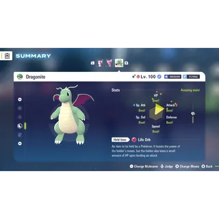 Dragonite Alpha Shiny level 100 Fully EV Trained w/ moveset 6 IV Online Battle Ready for Pokémon Legends ZA