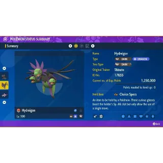 Shiny ✨ 6 IV Battle Ready Hydreigon Max stats + Held Item