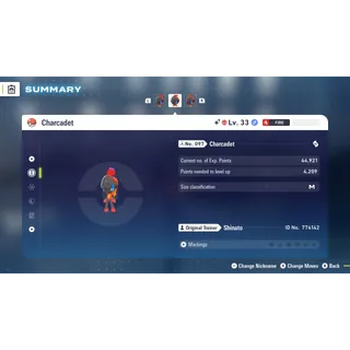 Shiny Alpha Charcadet 6 IV level 100 for Pokemon Legends ZA + free Golden Bottle cap