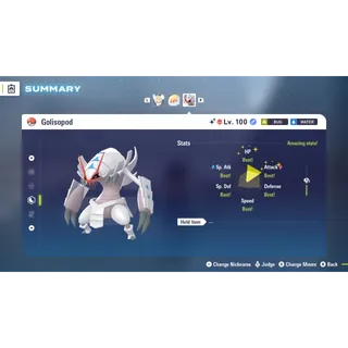 Shiny Alpha Golisopod Adamant EV trained 6 IV Battle Ready level 100 for Pokemon Legends ZA + free Golden Bottle cap