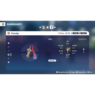 Shiny Alpha Honedge Adamant Nature Fully Trained 6 IV for Pokemon Legends ZA