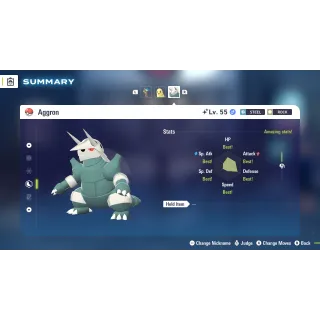 Shiny Aggron Adamant Nature 6 IV for Pokemon Legends ZA