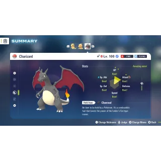 Charizard Alpha Shiny level 100 Fully EV Trained w/ moveset 6 IV Online Battle Ready for Pokémon Legends ZA
