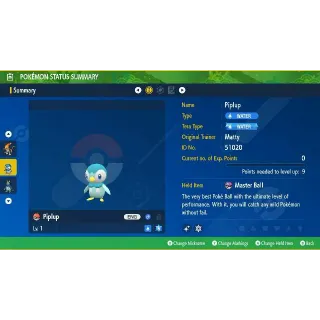 Shiny ✨ Piplup Egg 🥚 6IVs