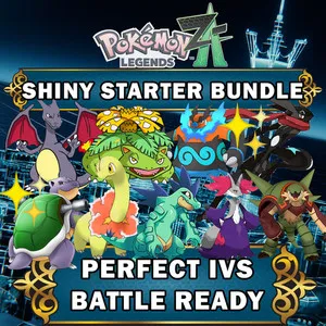 Shiny Alpha Starters Battle Bundle Fully Trained 6 IV for Pokemon Legends ZA