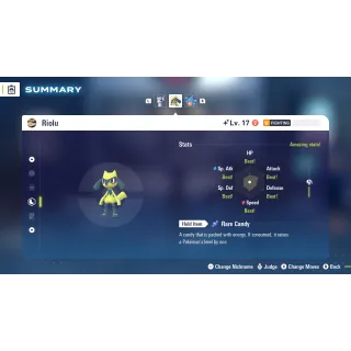 Shiny Riolu Jolly Nature 6 IV for Pokemon Legends ZA