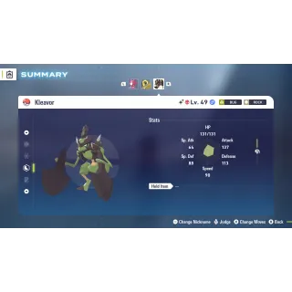 Shiny Alpha Kleavor Adamant 6 IV Battle Ready level 100 for Pokemon Legends ZA + free Golden Bottle cap