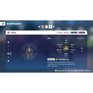 Shiny Alpha Klefki Calm Nature Fully Trained 6 IV for Pokemon Legends ZA