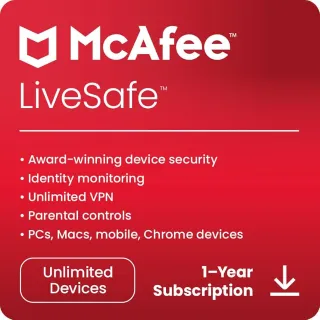 McAfee LiveSafe 2024 Key (1 Year / Unlimited Devices)