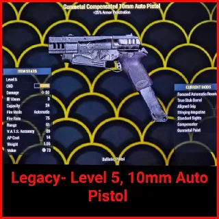 Legacy- Level 5, 10mm Auto Pistol