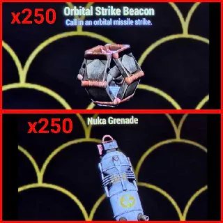 Orbital Strikes & Nuka Grenades x250