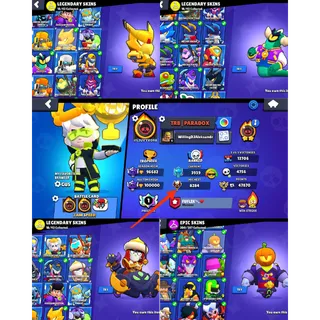BRAWL STARS ACCOUNT 🏆 100K TROPHIES ⚡ 3X Masters⚡66 Hypercharge ⚡94 Max⚡All Brawlers ⚡ HEADLESS RIDER STU ⚡ WORLD CHAMPION GUS