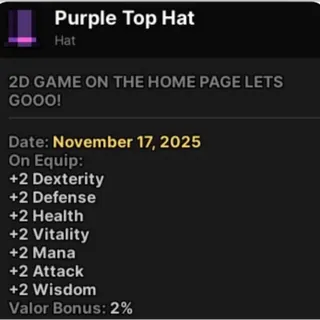 PURPLE TOP HAT - PIXEL QUEST