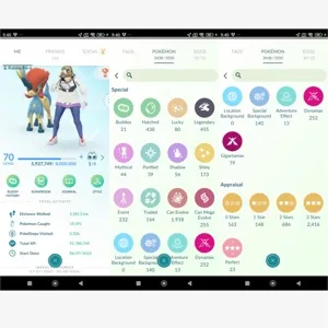 🔥 Pokemon Go Account - Level 70 - 455X LEGENDS - 173X SHINY - 23X HUNDO - 34 SHINY LEGENDS MEGA RAYQUAZA