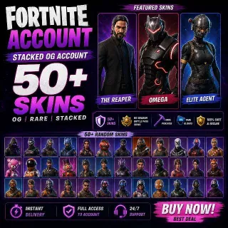 🔥 Fortnite OG Account - 50+ Skins The Reaper | Take The L | Elite Agent | Omega