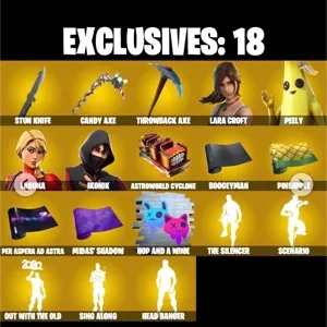🔥 Fortnite OG Account - 92 skins 💎 IKONIK 💎 Lara Croft 💎 Peely 💎 Candy Axe 💎 Iris