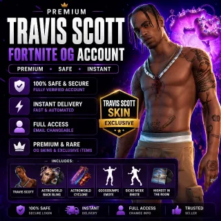 🔥 Fortnite OG Account - Travis Scott + Surprise Skins | Full Access | Fast delivery