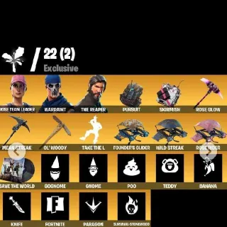 22 Skins Nocturno Schematic  | OG STW Ultimate Edition | Rose Team Leader | Warpaint | The Reaper | Scout | Brawler |