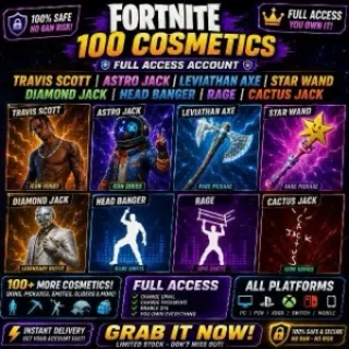 🔥 Fortnite OG Account -50 Skins Travis Scott, Astro Jack, Leviathan Axe,