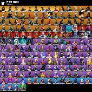 172 skins + IKONIK + Leviathan Axe + Glow + Blue Team Leader + Gold Kratos + Blue Striker + Rogue Agent + Omega