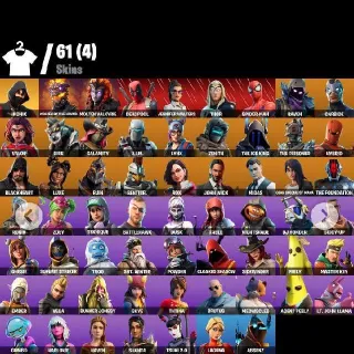 [PC/XBL/PSN]☀️61 Skins☀️IKONIK☀️Raven☀️Carbide☀️Valor☀️Zoey☀️Default Pickaxe