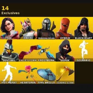 [PC] | 25 skins | | IKONIK | Rox | Drift |  Mandalorian | Hybrid | Blackheart | Sentinel | Vega