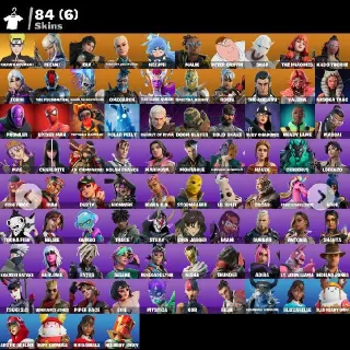 👑84 SKINS 👑 | ❤️ SPIDER-MAN ❤️ Peter Griffin ❤️ AHSOKA TANO ♥️ Naruto Uzumaki