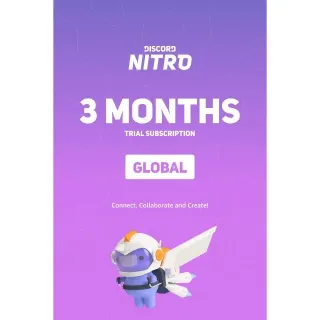 Discord Nitro - 3 Month TRIAL Subscription Key GLOBAL