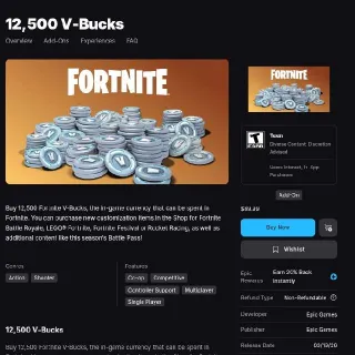 12500 VBucks Direct Topup - V-Bucks