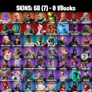 58 skins | Geralt of Rivia | Kymera | Paradigm (Reality-659) | Joey | Twyn | Peelverine | Captain Jones | Shuri |