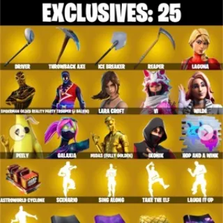 🔥 Fortnite OG Account - 125 skins 💎 IKONIK 💎 Lara Croft 💎 Gold Midas 💎 Peely 💎 Laugh It Up