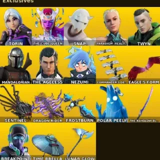 56 skins | Breakpoint | Torin | The Cube Queen | Snap | Paradigm (Reality-659) | Twyn | Mandalorian | The Ageless