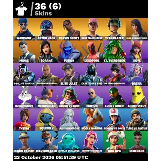 🔥 Fortnite OG Account - 36 Skins | Warpaint, Astro Jack, Travis Scott, Rose Team Leader, Trailblazer
