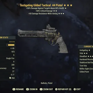 3* gilded revolver