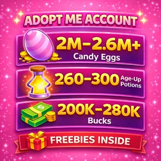 🥚 2M-2.6M+ Candy Eggs | 🧪 260-300 Age Up Potions + 💵 200K–280K Bucks | ✨ ADOPT ME ACCOUNT ✨